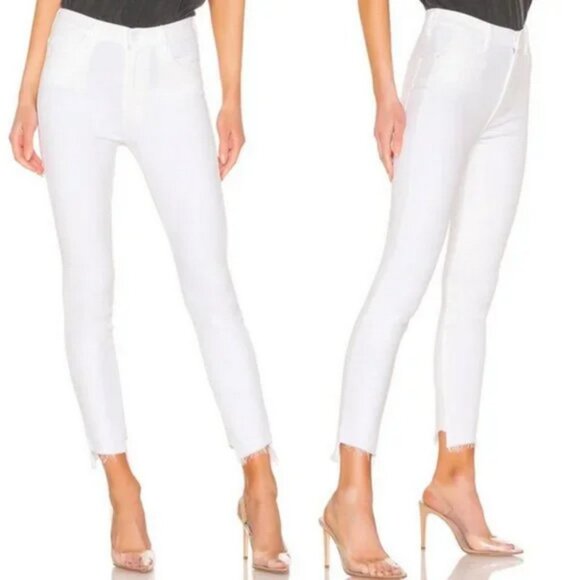 MOTHER The Stunner Two Step Fray Jeans Size 25 Glass Slipper White - Picture 1 of 16